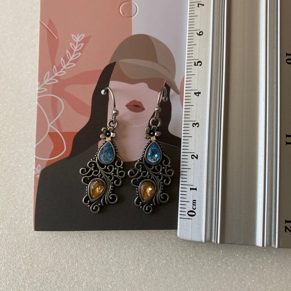 Boho flower water‎ drop pear shaped retro crystal faux fashion jewelry